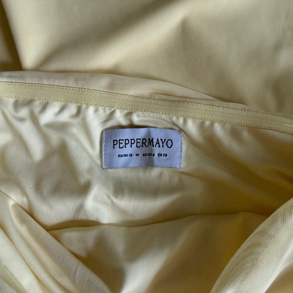 Pepper Mayo Yellow Songbird Maxi Dress Ruched Detail Summer Preppy Formal Prom - Picture 10 of 13